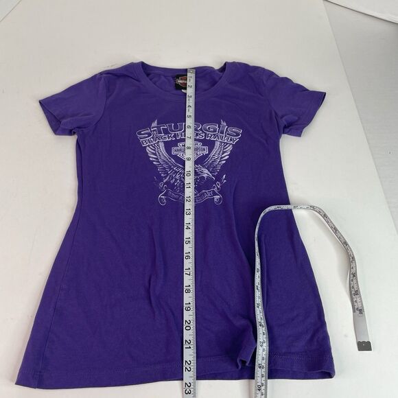 Harley Davidson Women’s V Neck T Shirt Small, Purple Sturgis SD Eagle 82nd Anniv - Picture 7 of 7